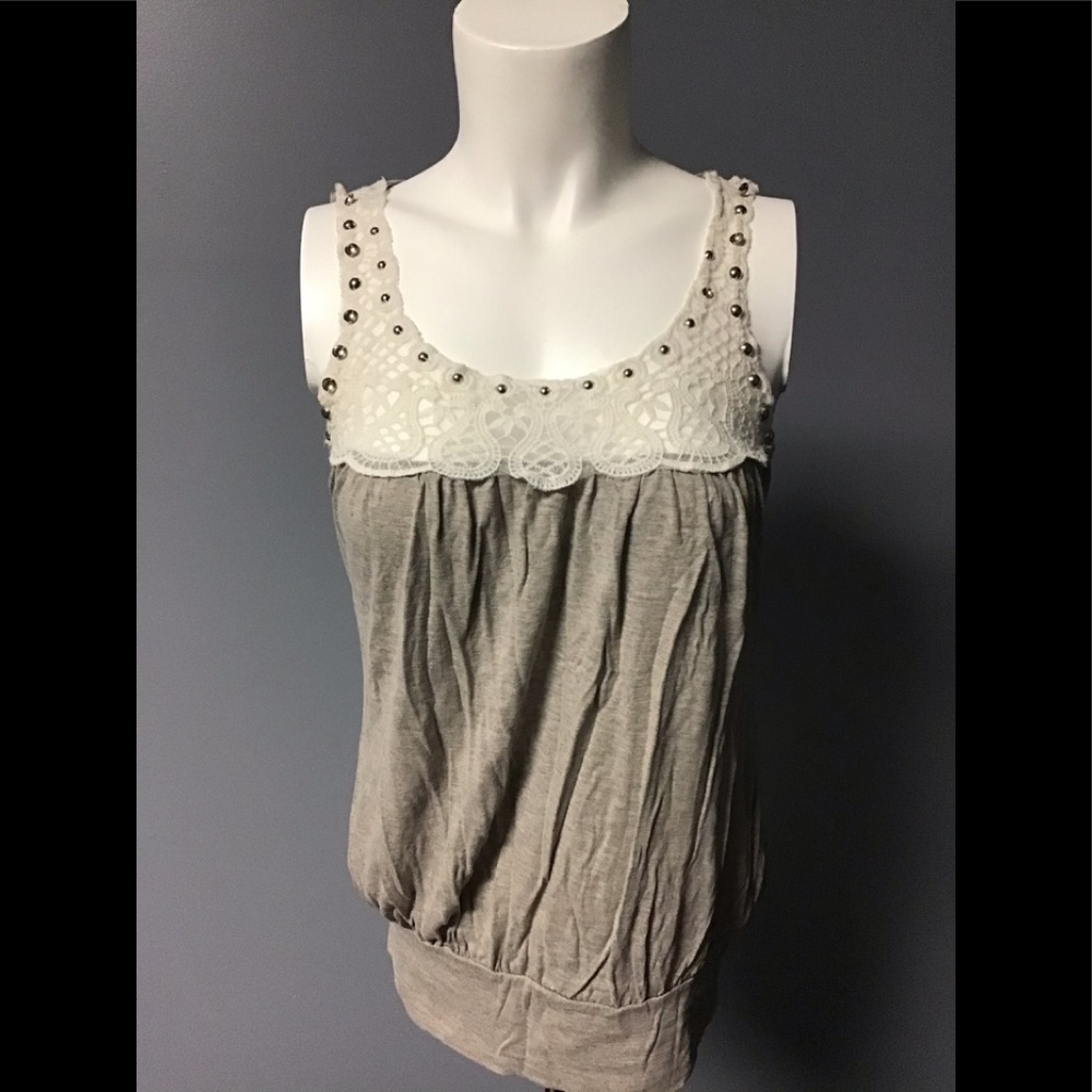 Pretty Good gray and white tank top small